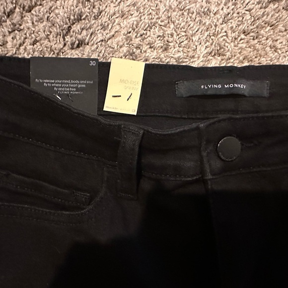 Flying Monkey Black Mid Rise Skinny Jeans size 30R NWT - Picture 7 of 9